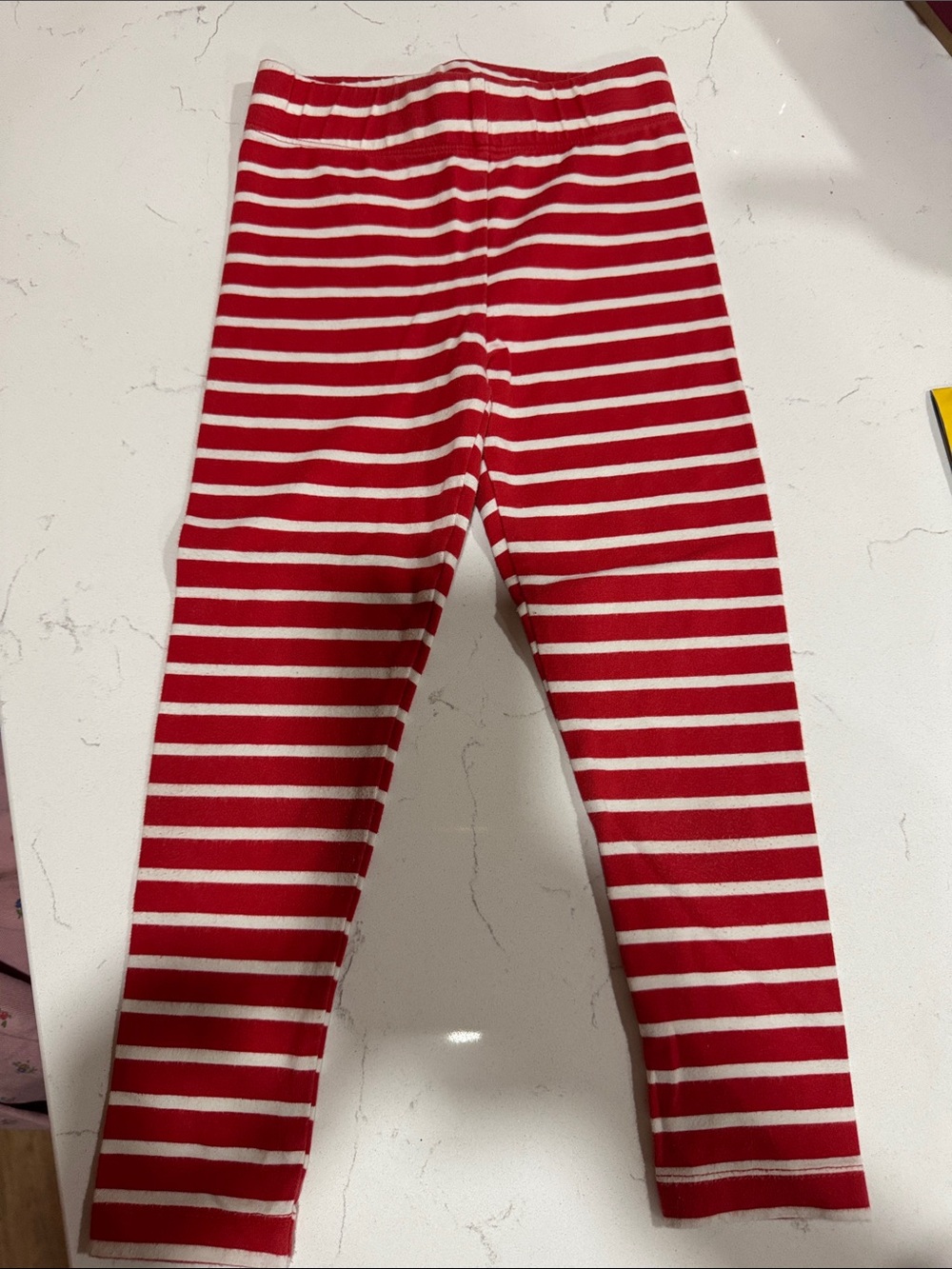 Mini Boden Red and White Striped Leggings 4-5y